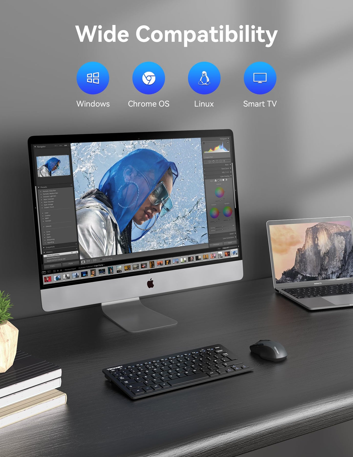 - TECKNET 2.4G Wireless Keyboard |Windows/Chrome OS | UK Layout Compact -