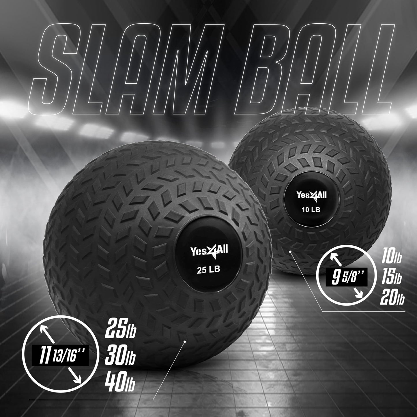 - Yes4All 1YHQ 9kg Slam Ball for Strength and Crossfit Workout – Slam Medicine Ball (9kg, Black)