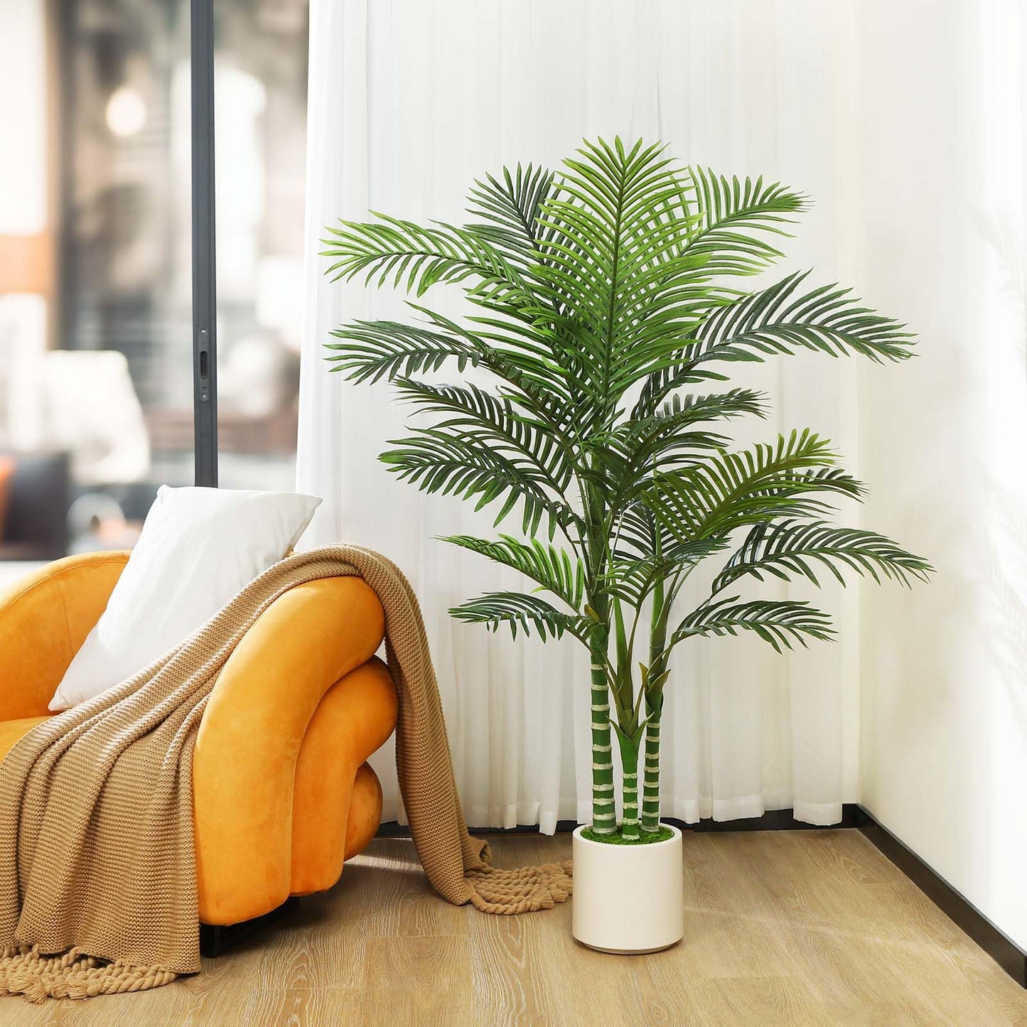 - Fopamtri Artificial Areca Palm Tree 150cm Fake Plants -