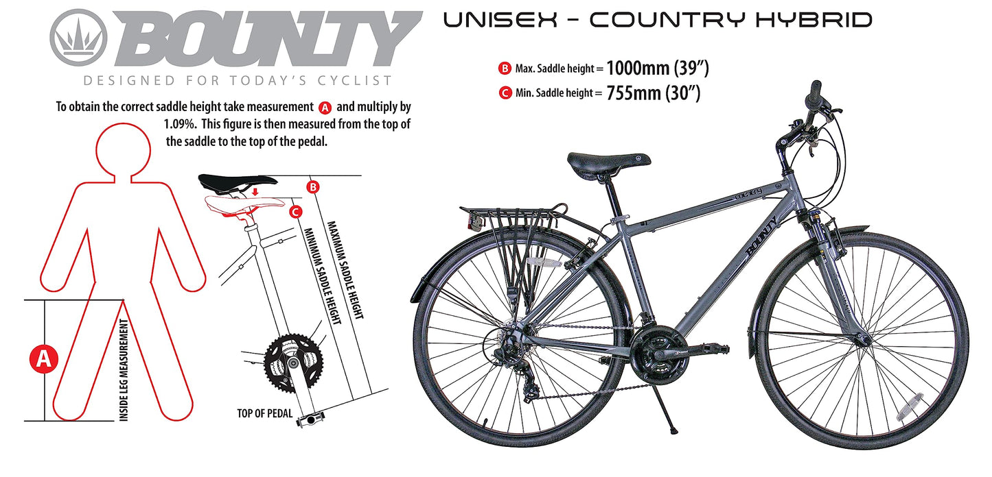 Bounty Country Hybrid Bike - Lightweight Alloy Frame, 18 Speed Shimano Gears, Zoom Suspension Forks - ideal for cycling Enthusiasts