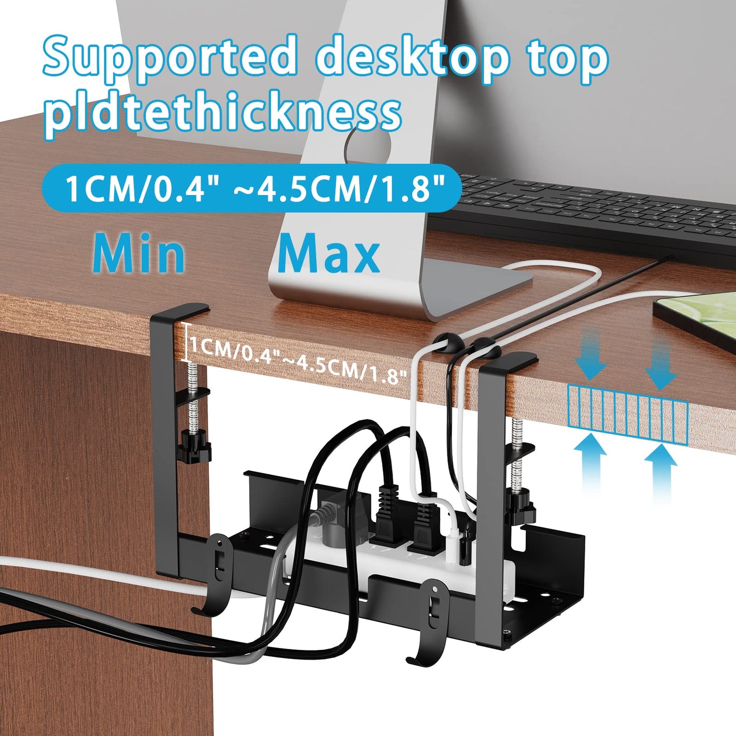 - Flow fire No Drill Under Desk Cable Management Tray | 11.2inch-21.7inch Retractable Under Desk Cable Tray for Wire Management | Under Desk Wire Management for Office and Home(Black) -