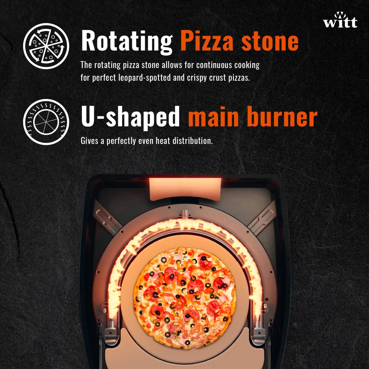 - Witt ETNA Rotante Award Winning Pizza Oven with 360 Degrees Rotating Pizza Stone