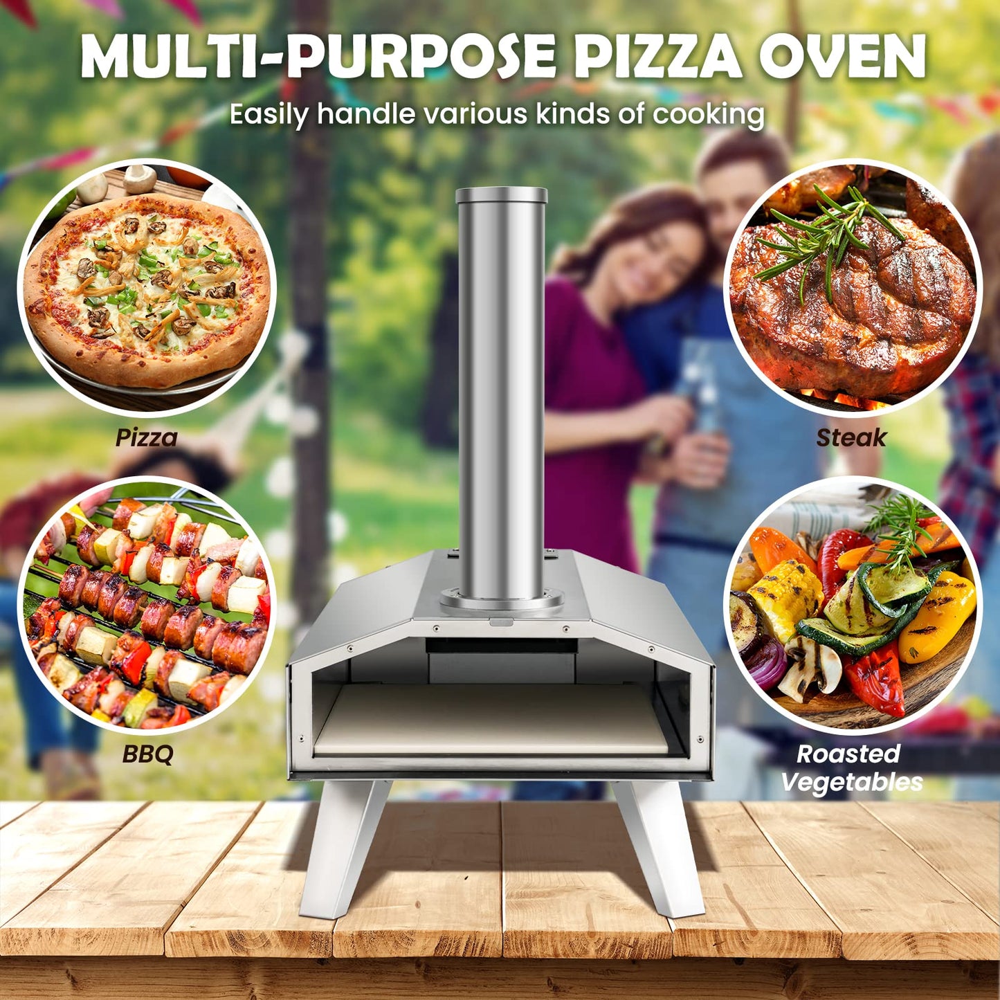 - TANGZON 12” Outdoor Pizza Oven | Multi-Fuel Stainless Steel Pizza Maker -