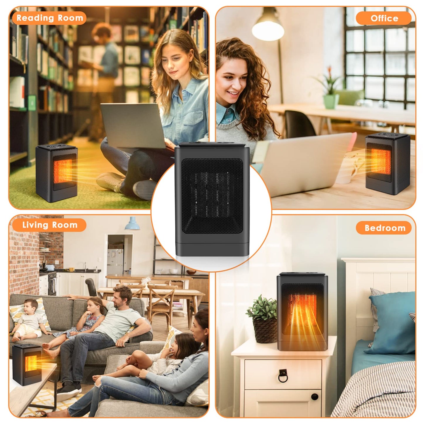 - Portable Space Heater | Fan Heaters for Home Low Energy Silent | 750W / 1500W -