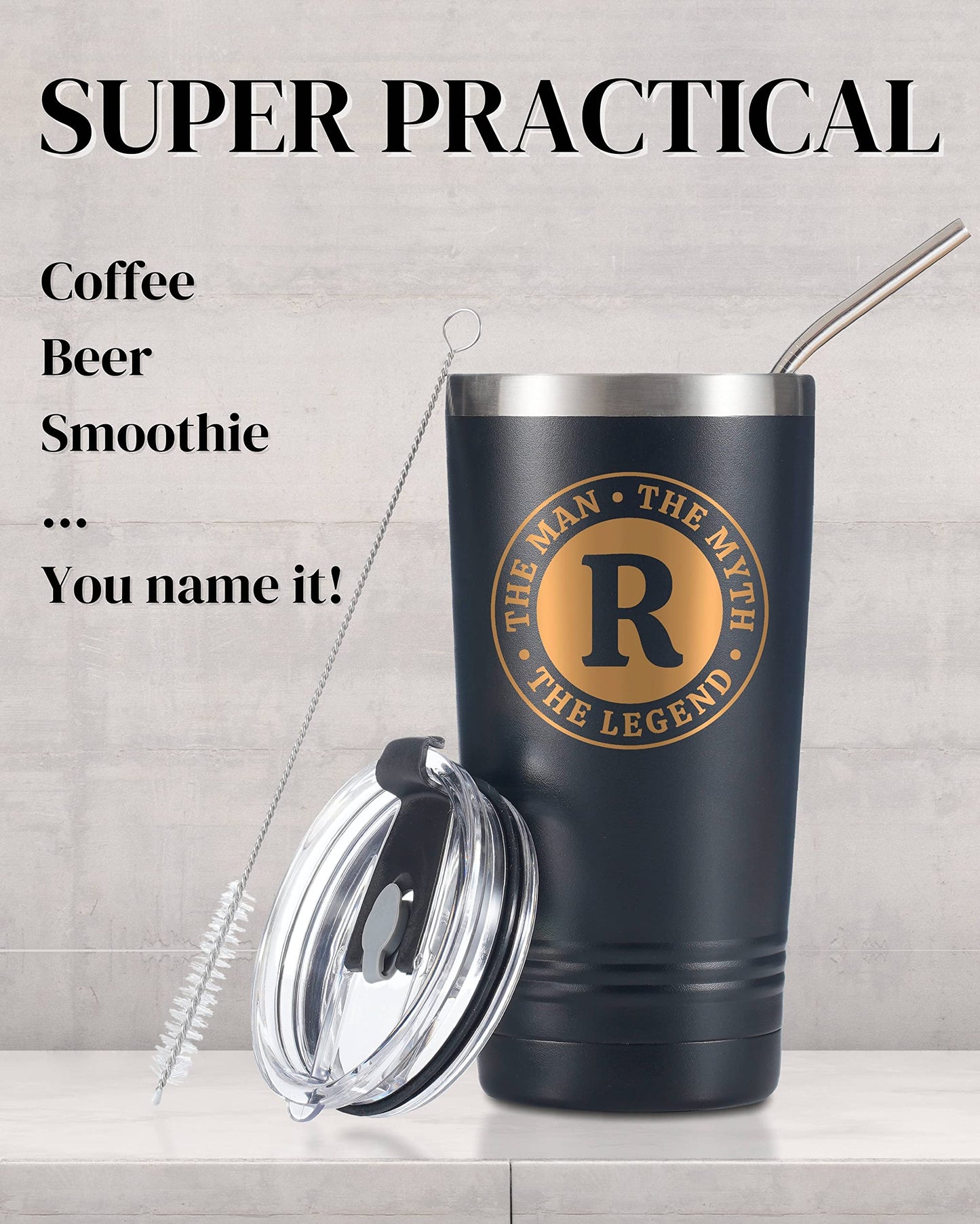 - Onebttl -The Man The Myth The Legend Mug | Stainless Steel Travel Tumbler for Men | Funny & Personalised Coffee Cup -