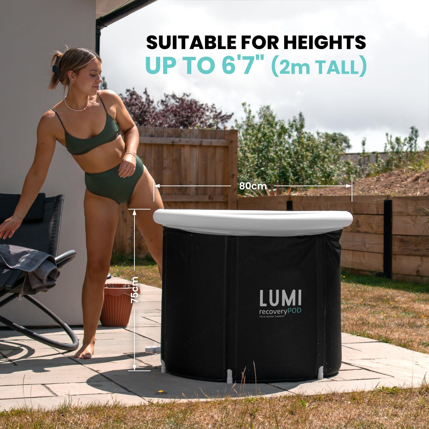 - Lumi Therapy Ice Bath Pod | 320 Litre Cold Water Plunge | 3X Thermal Insulated Layers | UFO Insulated Lid | Includes All Weather Cover -