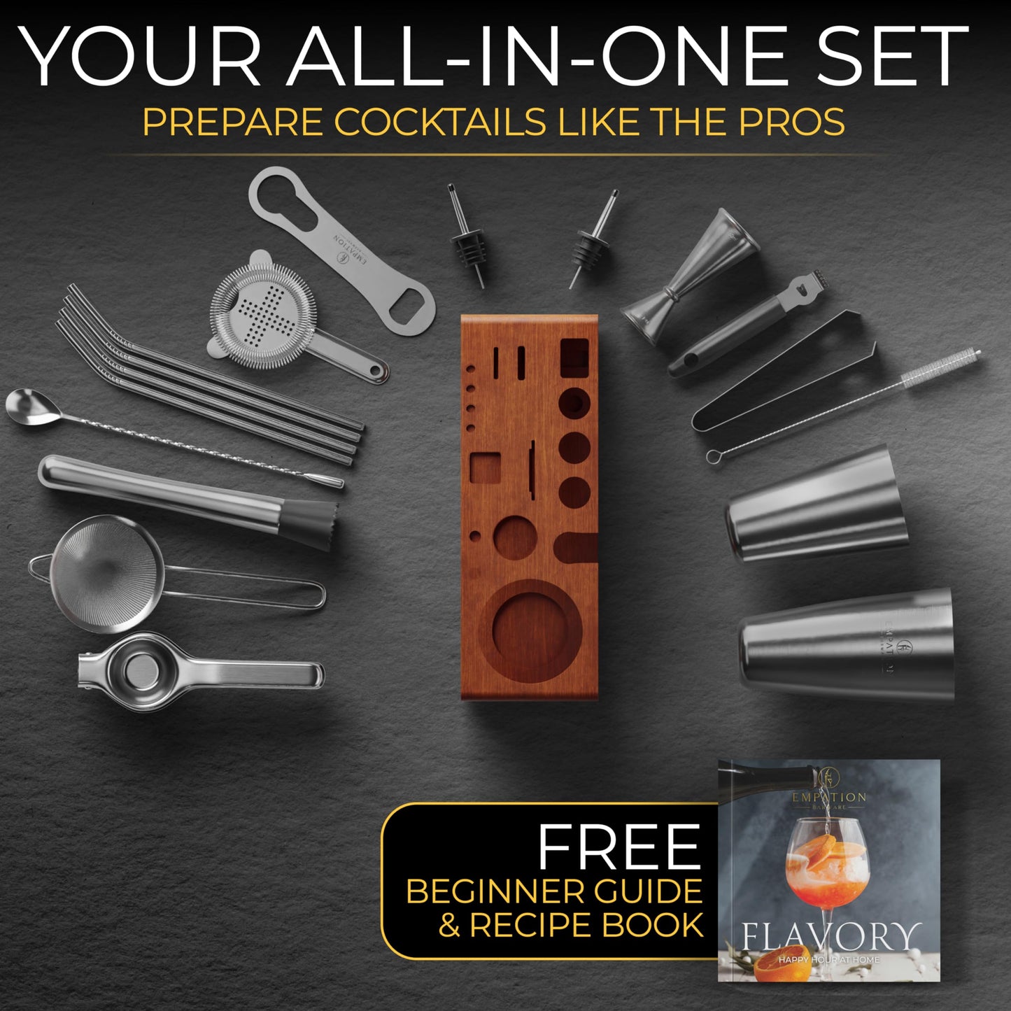 - EMPATION Cocktail Making Kit | 825ml Cocktail Shaker | 18 Piece Cocktail Set -