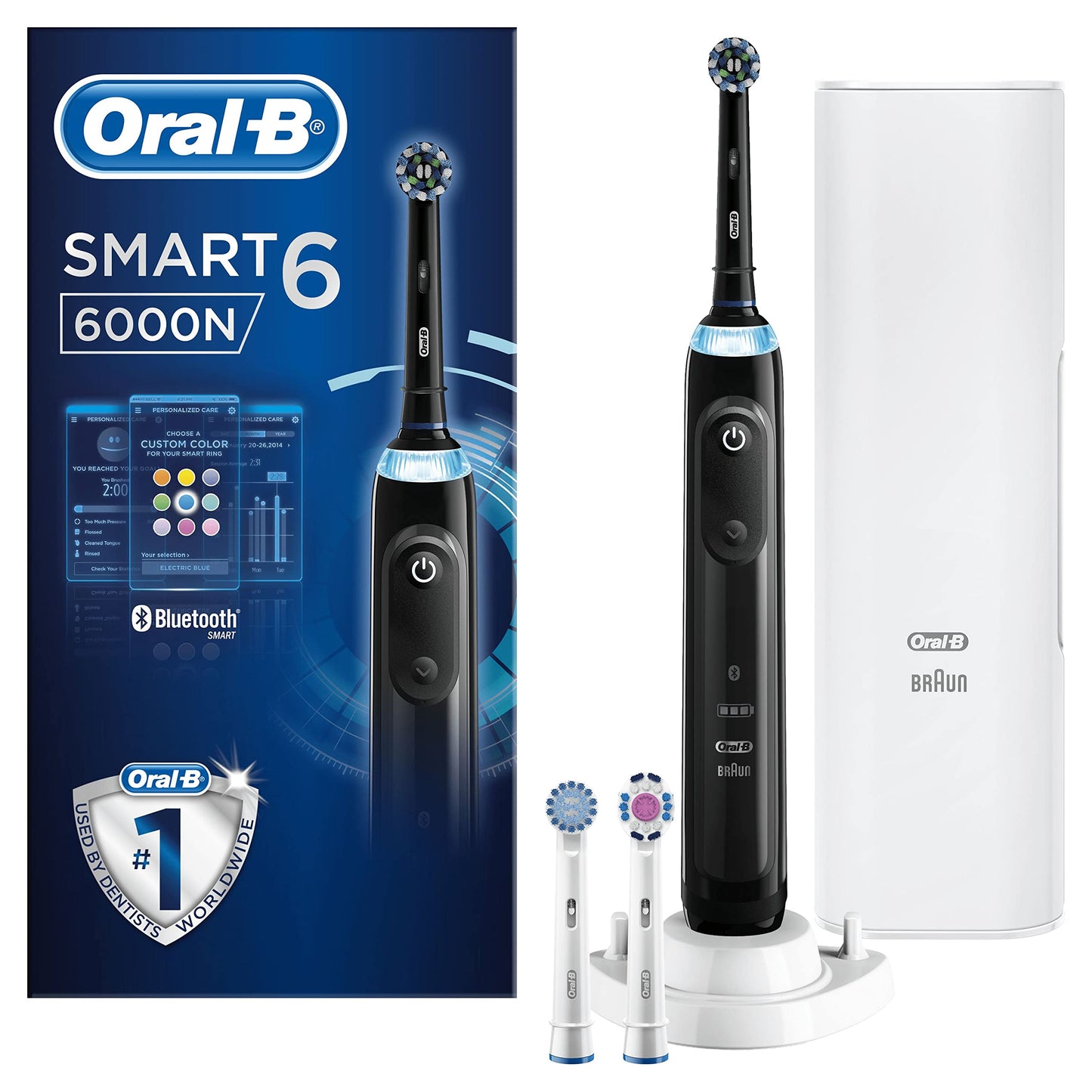 - Oral-B Smart 6 Electric Toothbrush For Adults | App Connected Handle | 3 Toothbrush Heads & Travel Case -