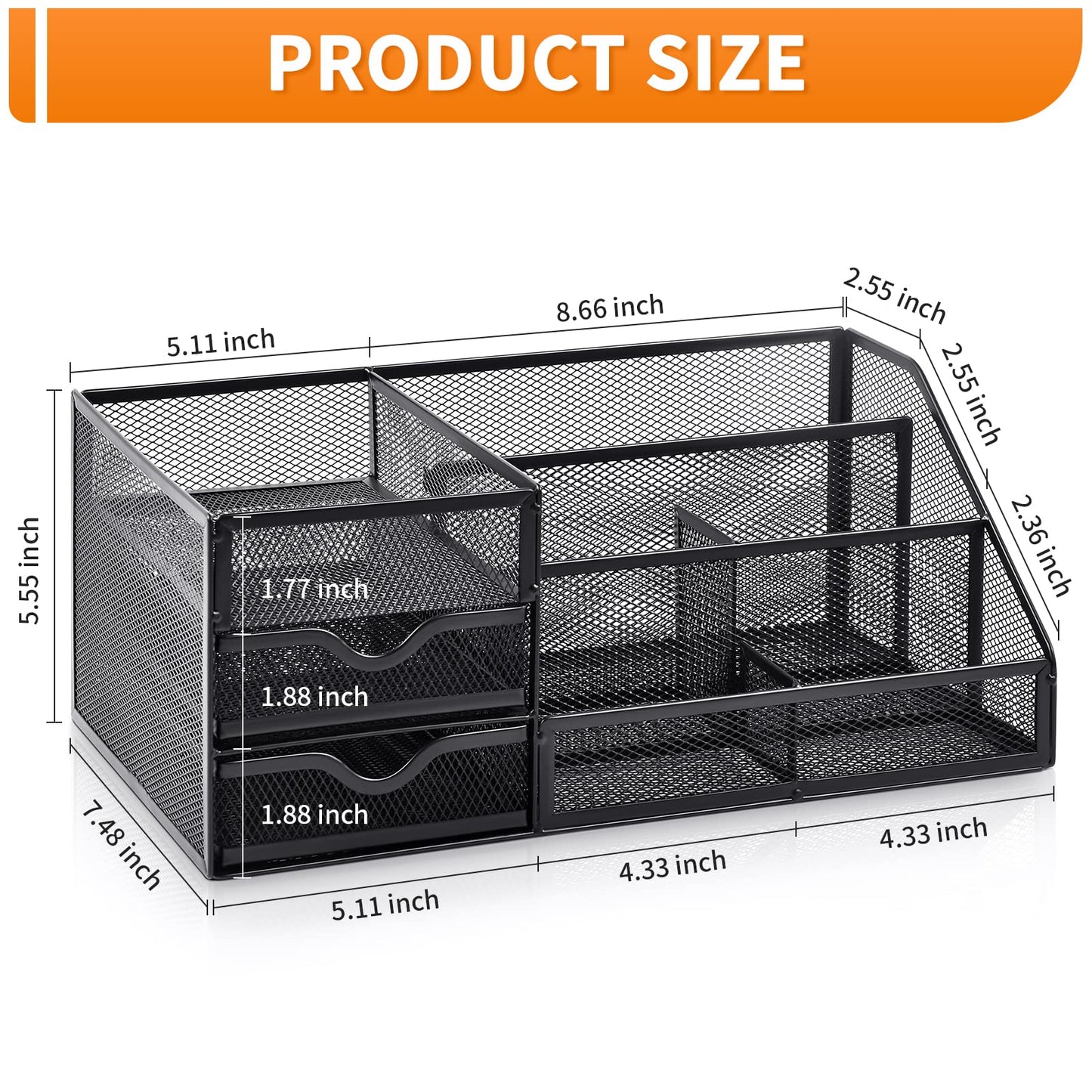 - Marbrasse Mesh Desk Organizer with Drawers | Multifunctional Desk Organizers and Accessories with 6 compartments -