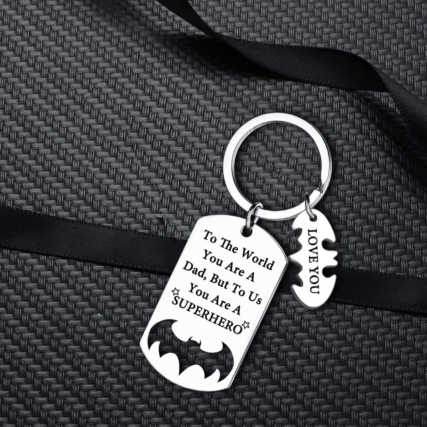Dad Keyring Gifts from Daughter Son Daddy Birthday Gift for Dad Fatherās Day Gift Dad Presents Key Chain for Papa Father KeyChain To The World You Are A Dad But To Us You Are A SUPERHERO(Dad)