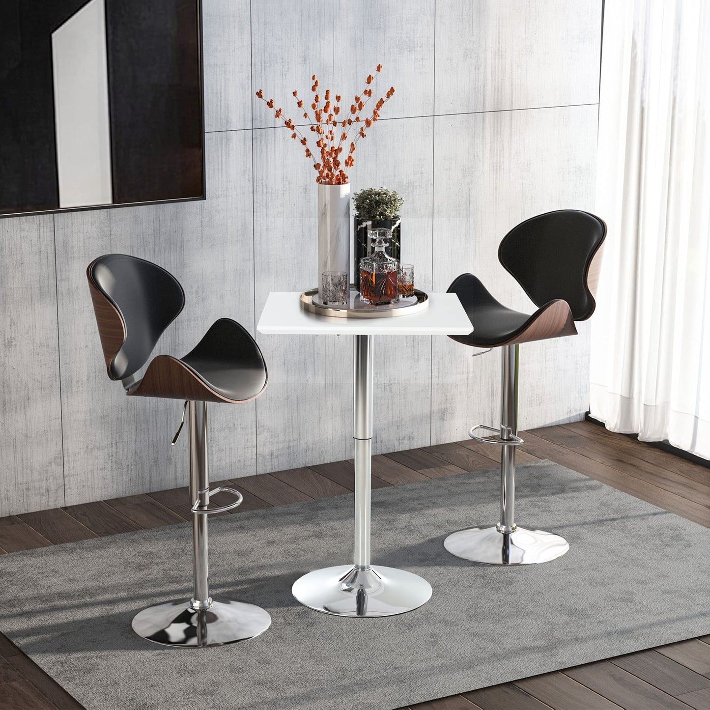 - HOMCOM Square Height Adjustable Bar Table Counter Pub Desk | With Metal Base For Home Bar -