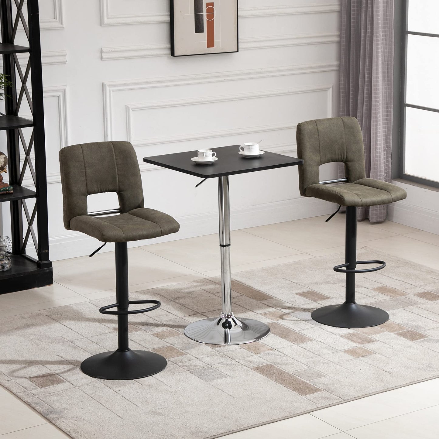 - HOMCOM Modern Height Adjustable Counter Bar Table | 360° Swivel Tabletop | Electroplating Metal Base -
