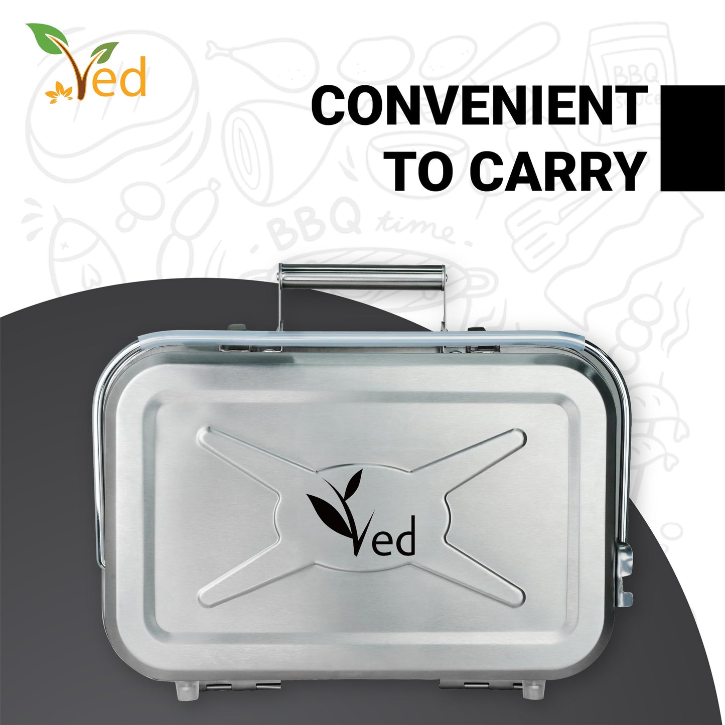 - Ved Portable Folding Picnic and Camping BBQ, Silver -