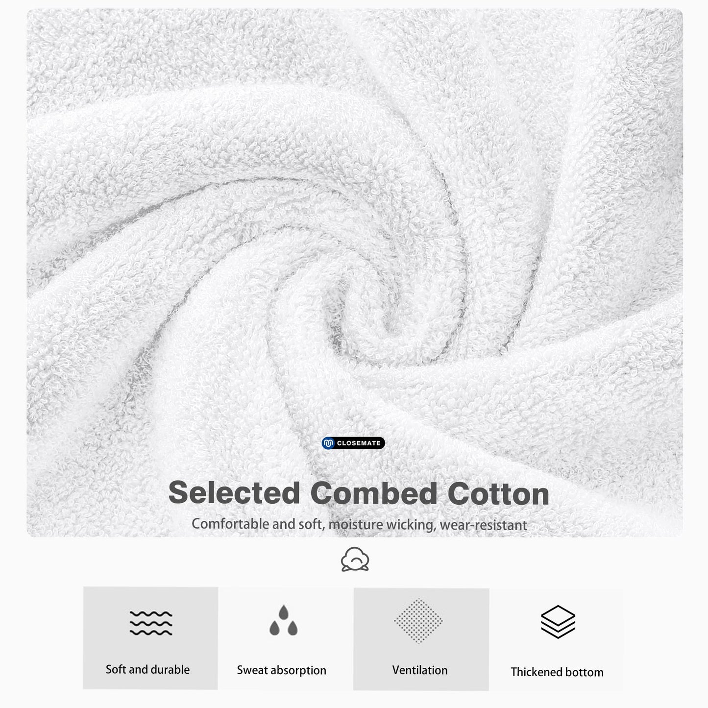 Closemate 7 Pairs Ankle Trainer Socks Cushioned Sports Socks for Men Non-slip Tab Cotton Breathable Low Cut Athletic Running Socks (7White, Size L)