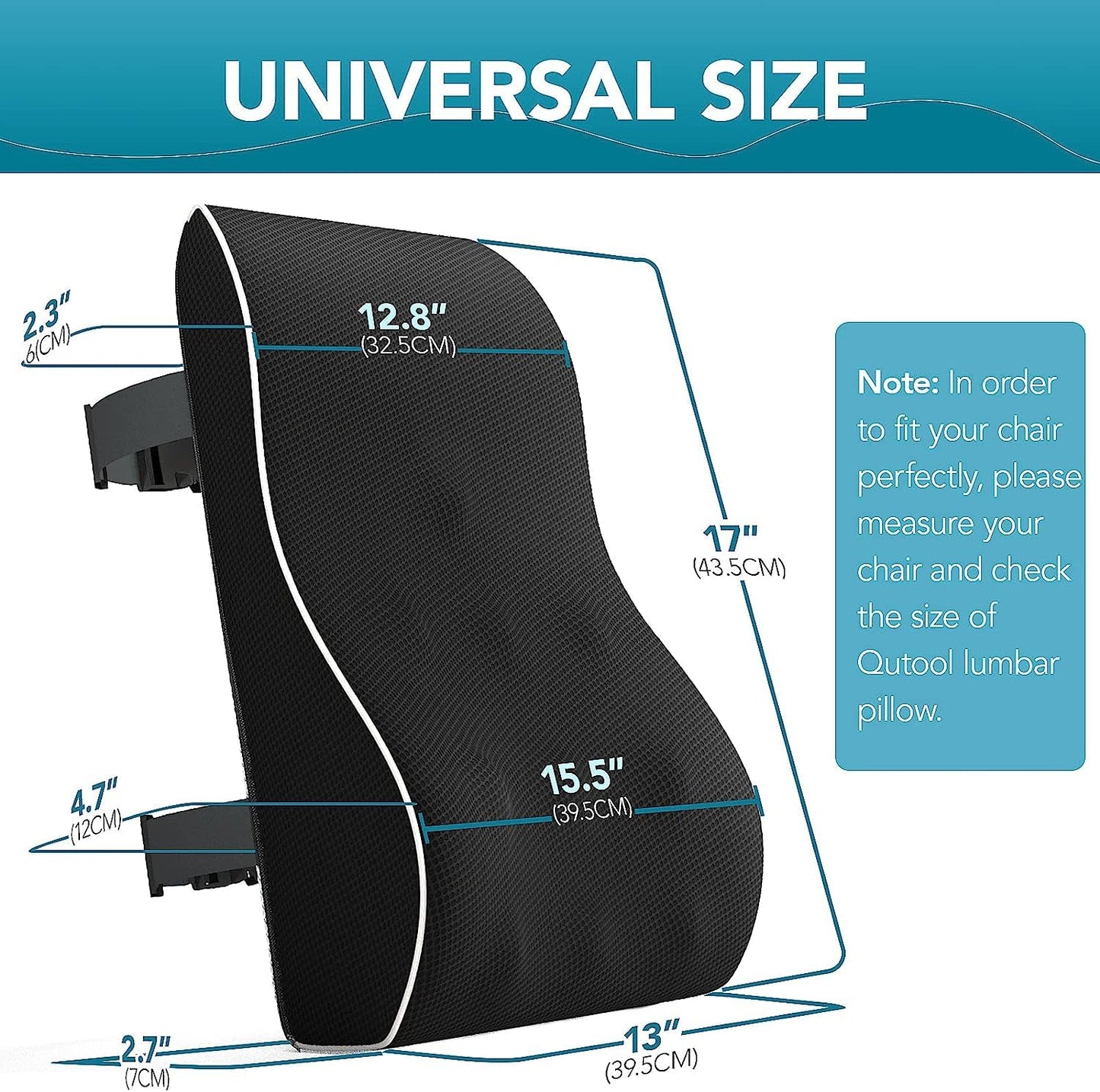 - QUTOOL Lumbar Support Pillow | Office Chair Car Memory Foam Back Cushion -