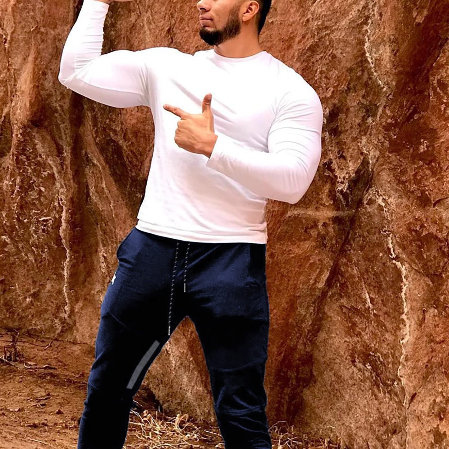 BROKIG Mens Thigh Mesh Gym Joggers Trousers Running Slim Fit Tracksuit Bottoms Sweatpants Men Zip Pockets (S, Dark Grey)