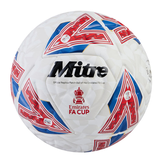 - Mitre Match FA Cup Football | White/Blue/Red | Size 4 -