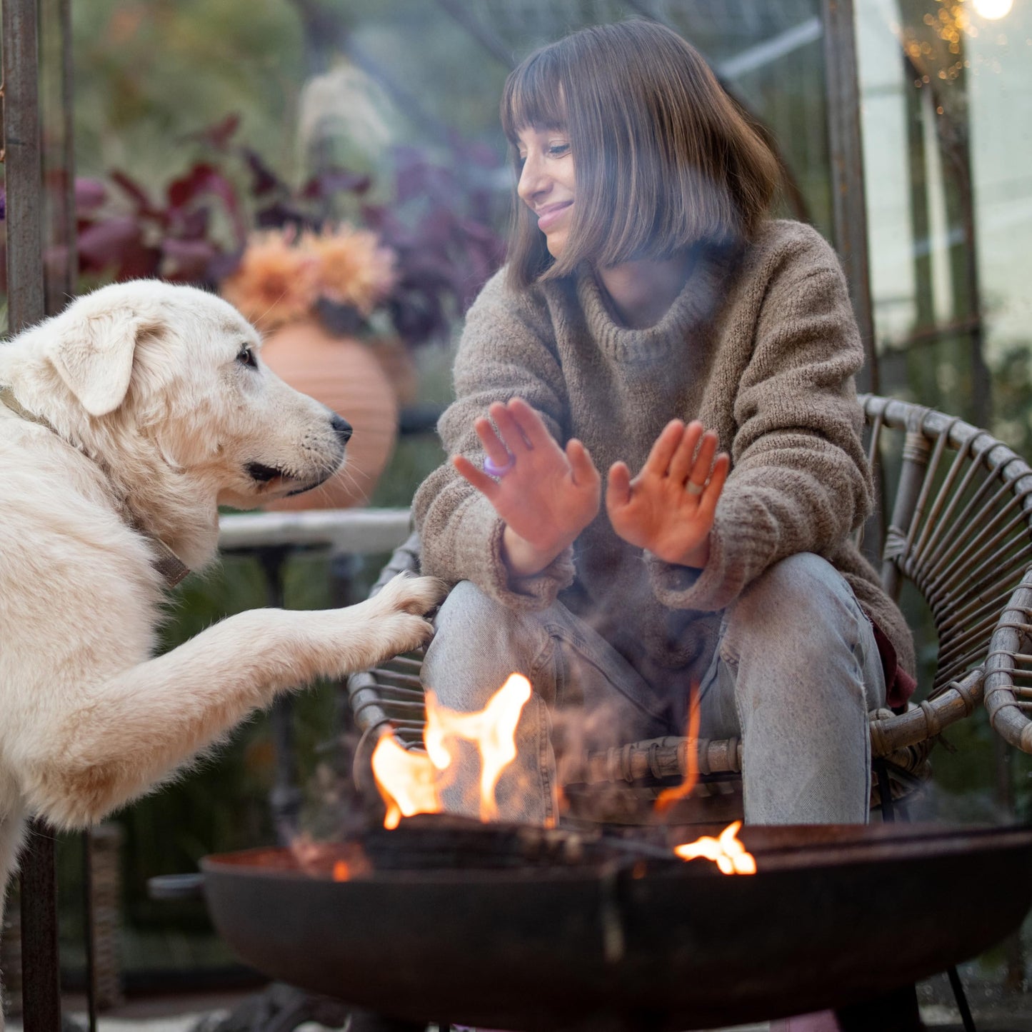 - Geezy Large Cast Iron Garden Fire Pit | Basket Patio Heater | Log Wood Charcoal Burner -