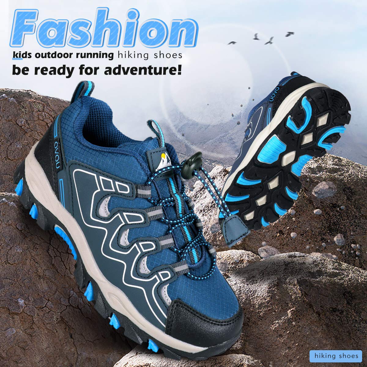 - UOVO Boys Trainers Kids Walking Shoes Low-Top Sneakers Children Waterproof Trekking Hiking Footwear Running Shoes Blue Size 4 UK