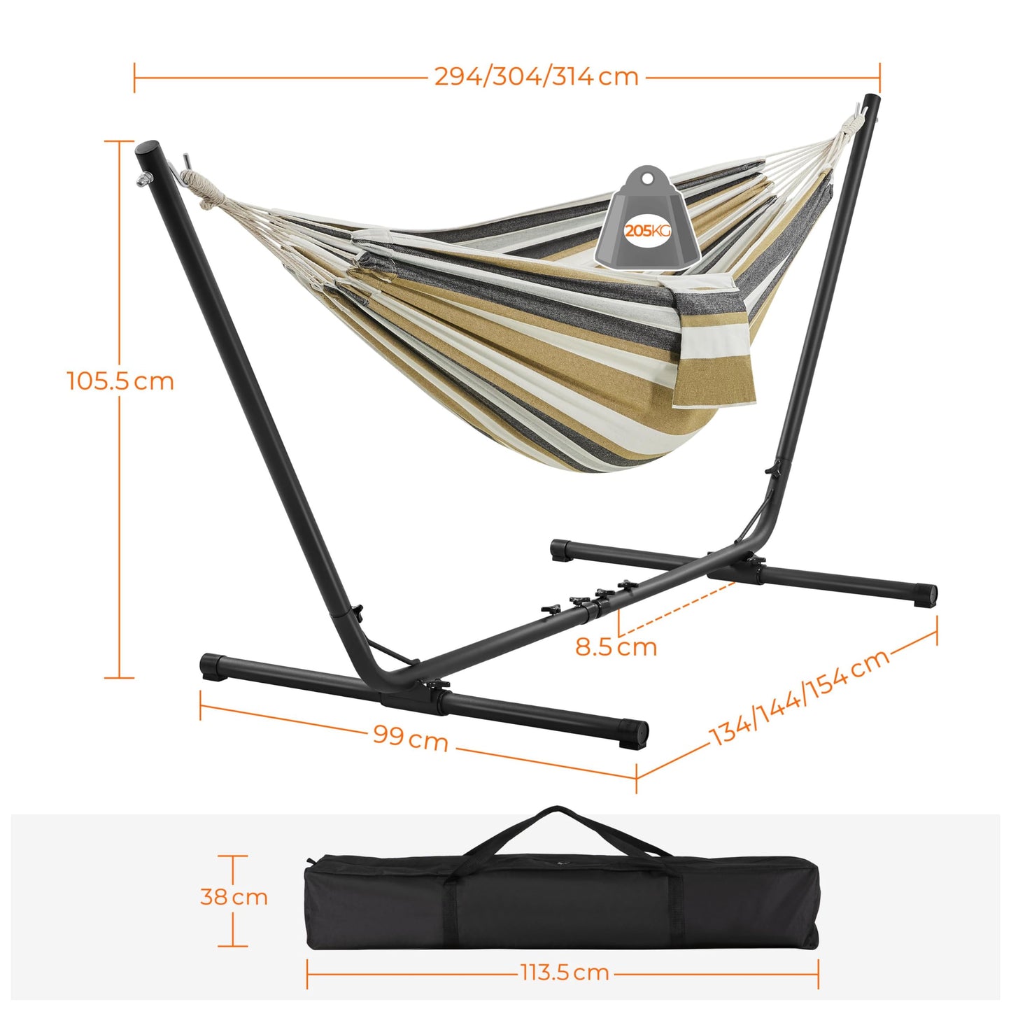 - Yaheetech Hammock with Stand Set, 2-seater Cotton Hammock with Adjustable Metal Frame.