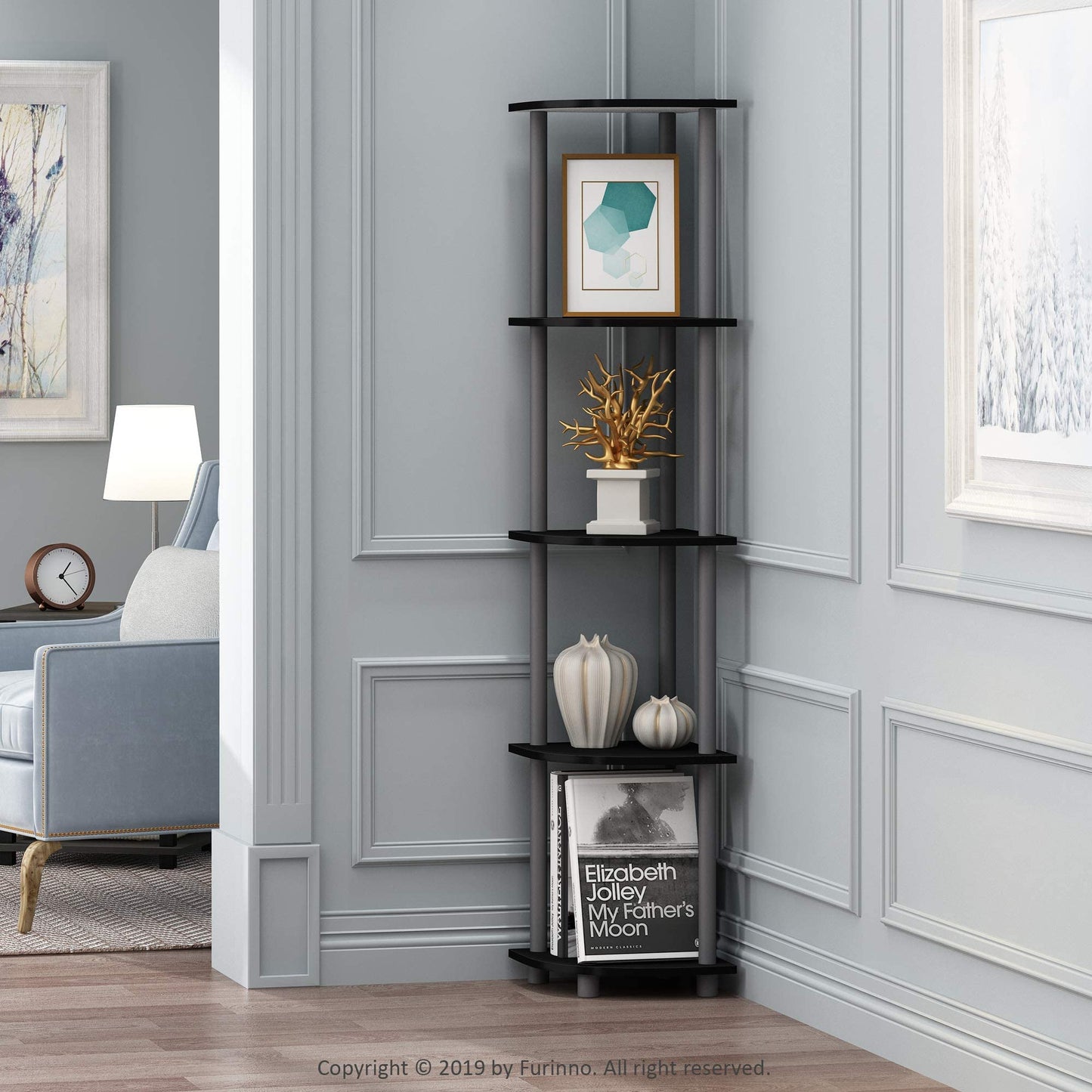 - Furinno Turn-N-Tube | 5 Tier Corner Display Rack | Multipurpose Shelving Unit -