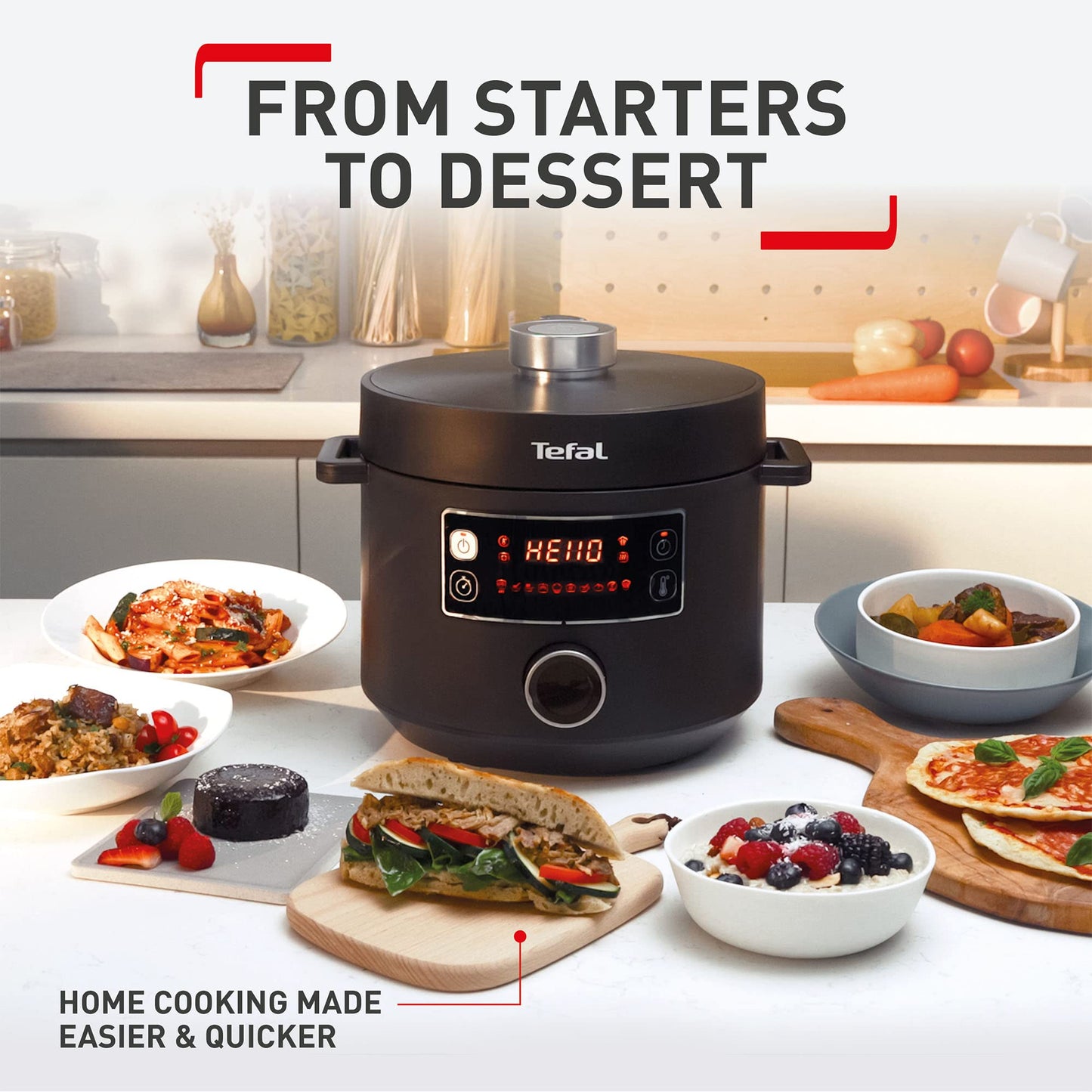 - Tefal | Turbo Cuisine Electric Pressure Cooker | 10 Programmes inc. stew, steam, bake | slow cooker | Rice cooker | 4.8L | 1000 W -