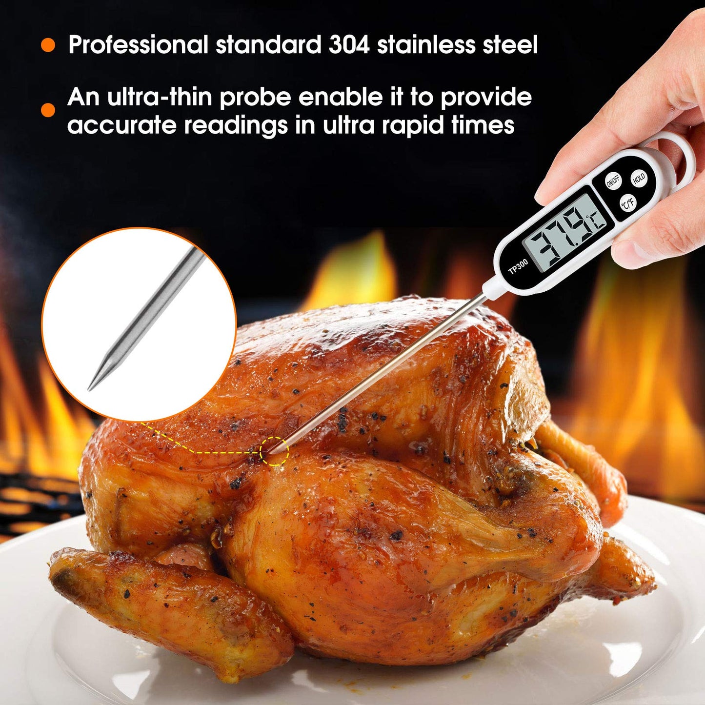 - Digital kitchen Thermometer Cooking food | Accurate Thermometer with long Probe -