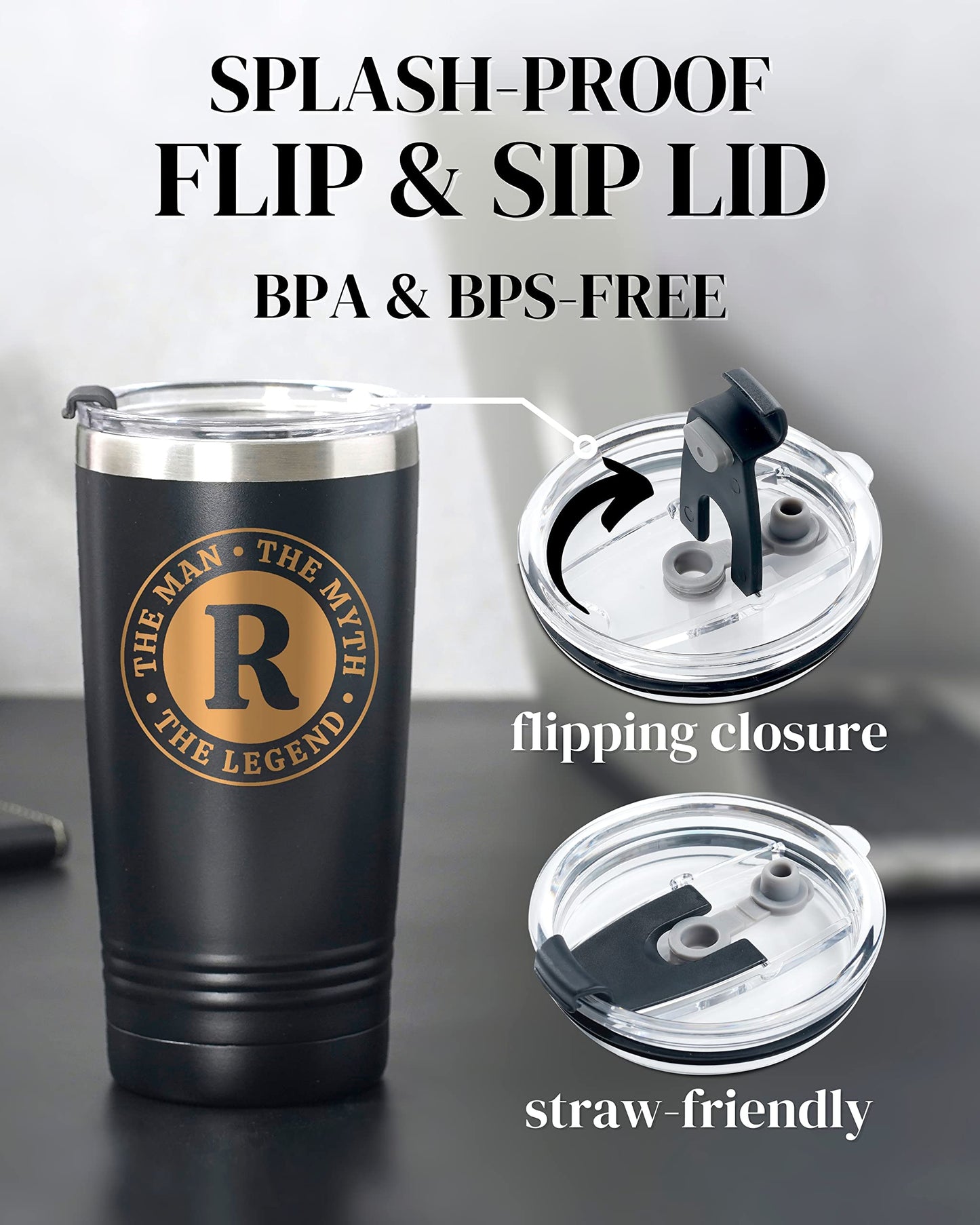 - Onebttl -The Man The Myth The Legend Mug | Stainless Steel Travel Tumbler for Men | Funny & Personalised Coffee Cup -