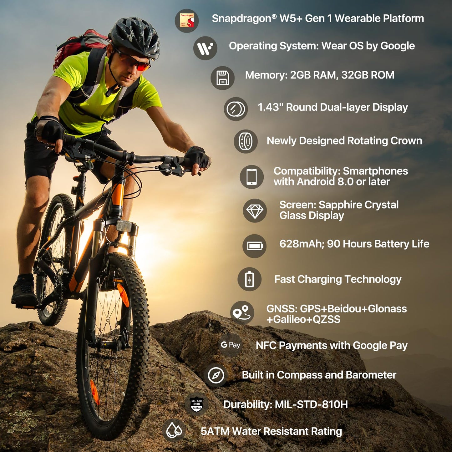 - TicWatch Pro 5 Enduro Smartwatch |  1.43" | Android Wear | Smart Watch -