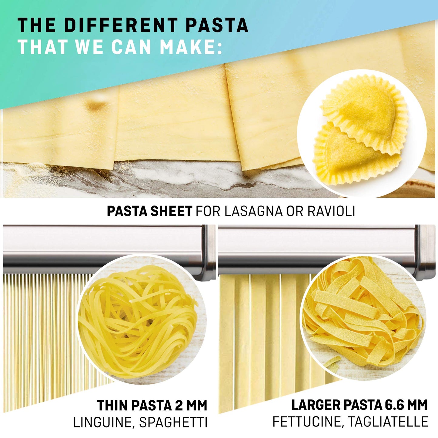 - Manual Pasta Maker with Dryer | Multi-Pasta Stainless Steel Italian Flat Dough Machine -