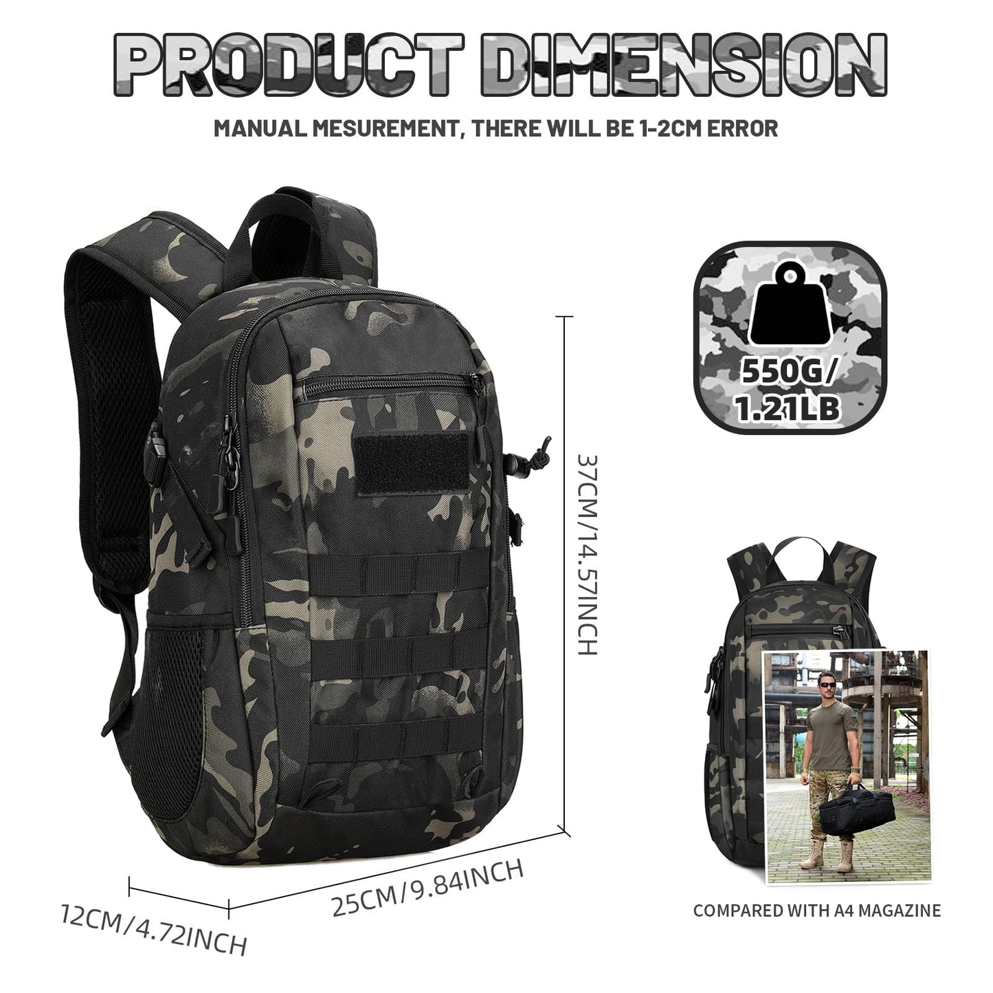 - Selighting Small Tactical Backpack | 12/20L | Military Rucksack -
