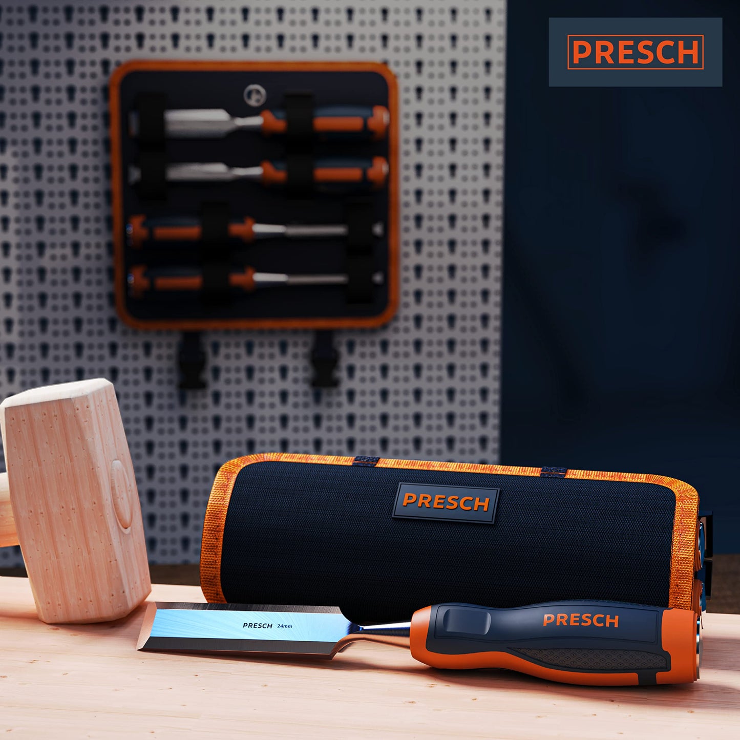 - Presch Chisel Set for Wood 4 pc | Bag | Sharp Chisel Set (6, 12, 18, 24mm) -