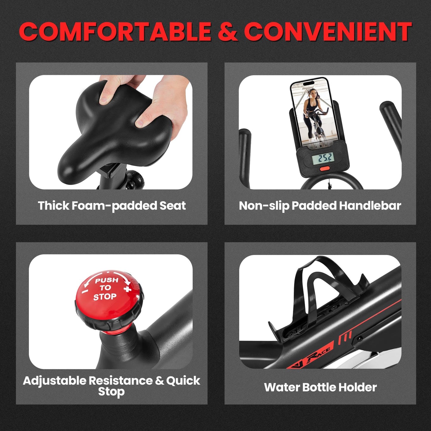 - Yaheetech Exercise Bike For Indoor, Home Gym Use with 6kg Flywheel