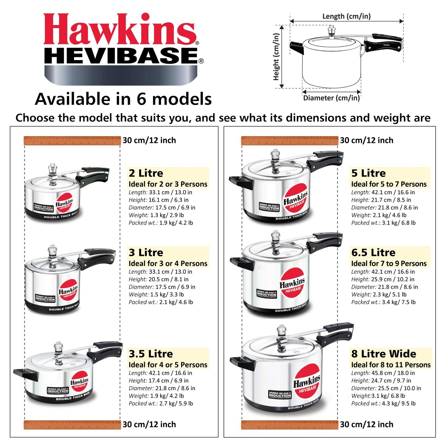 - Hawkins Hevibase Induction Compatible Pressure Cooker | 2 Litre -