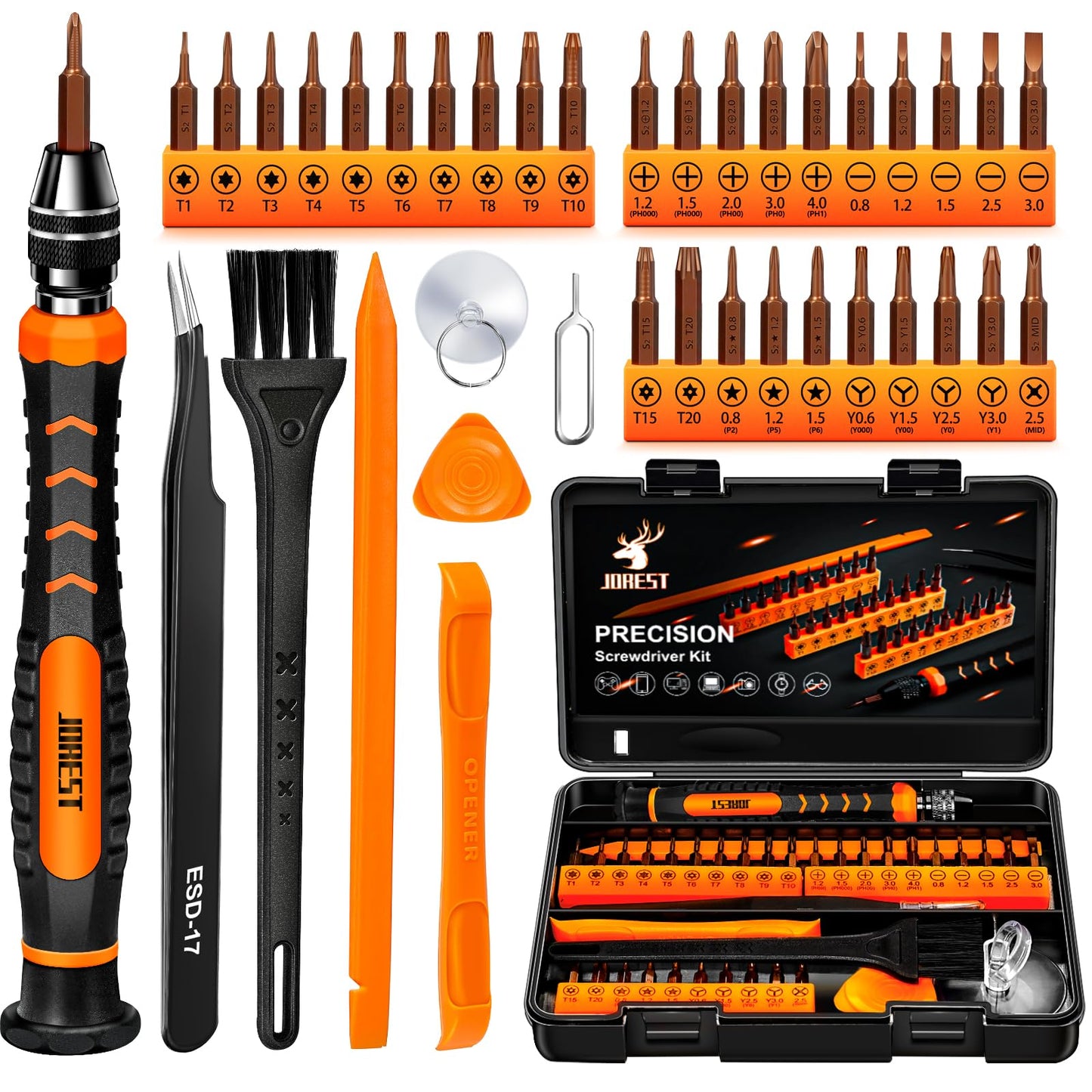 - JOREST 38Pcs Precision Screwdriver Set | Tool Kit With Security Torx T5 T6 T8 T9 -
