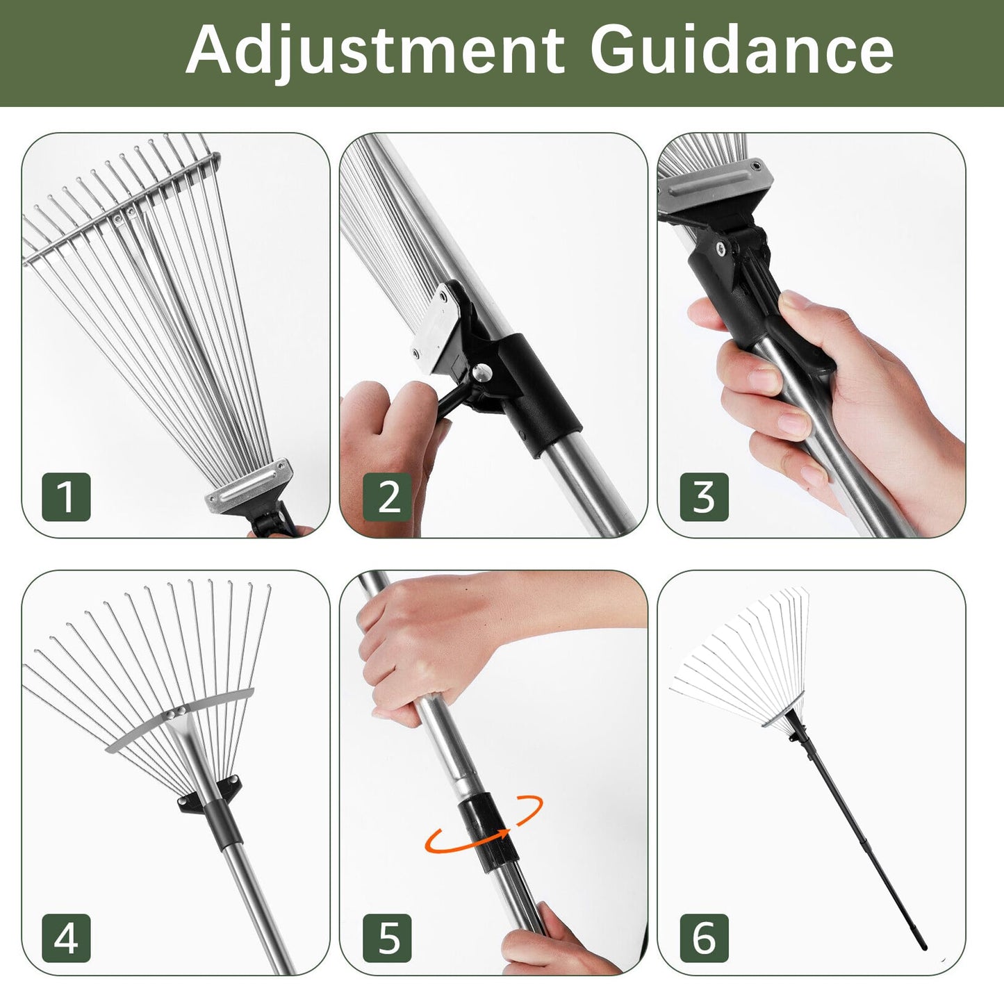 - Garden Rake 80-152 cm Adjustable Soil Rake | Artificial Grass Rake | Telescopic Rake for Lawn -