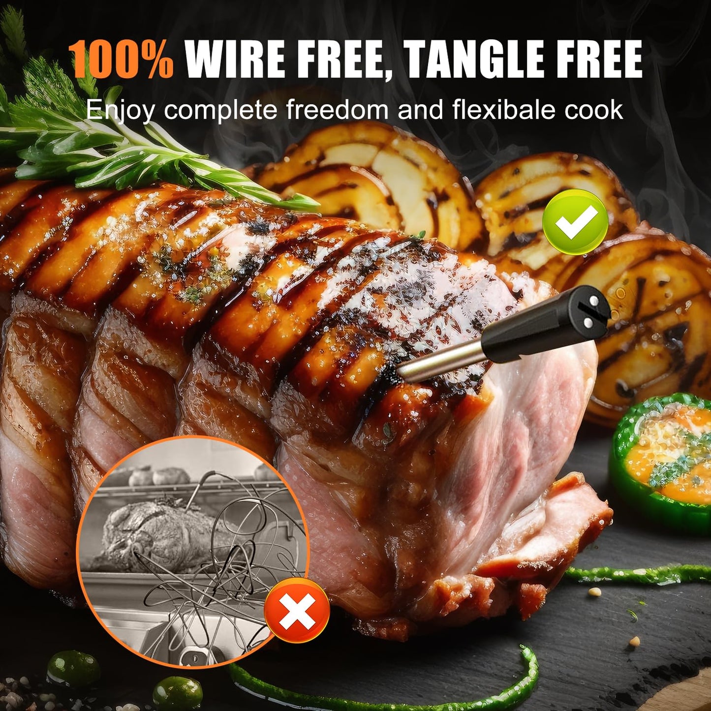 - INSMART Smart Wireless Meat Thermometer | 100m Range Bluetooth Meat Thermometer Probe for Cooking -