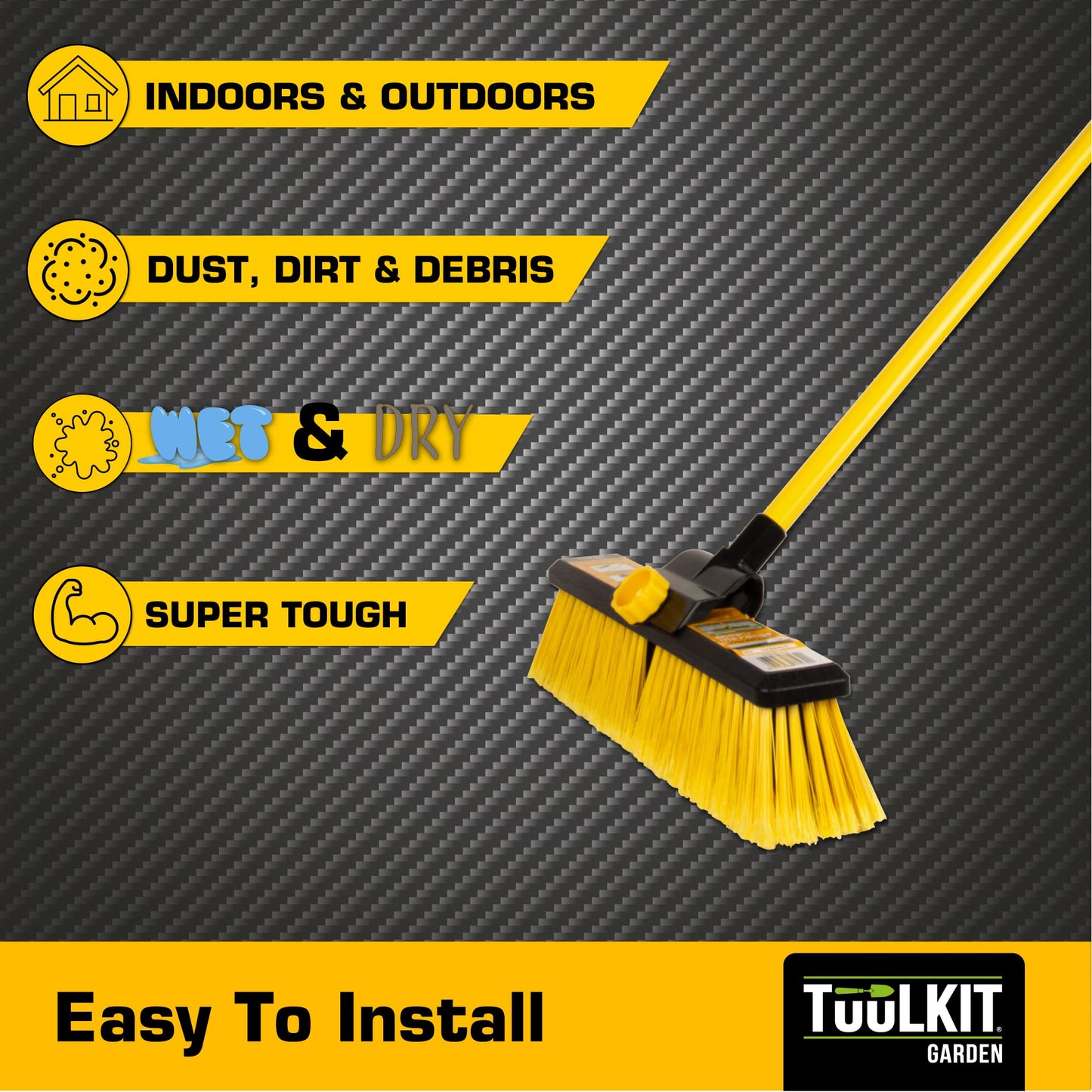 - Heavy Duty Garden Brush Yard Brush | Industrial Garden Broom | Telescopic Handle Stiff Yard Brush | Hard brush for yard, garden, terrace | 145 cm long adjustable handle Yard Broom -