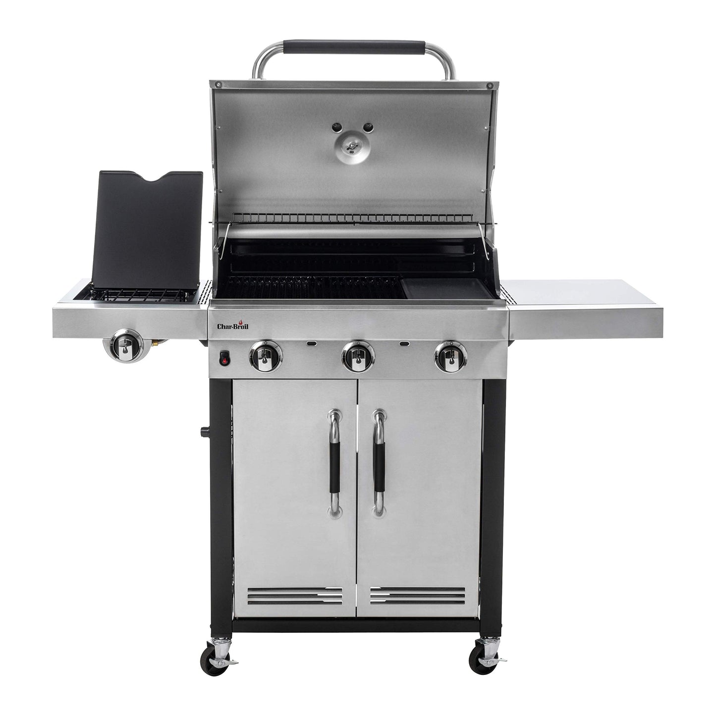 Char-Broil Advantage Series 345S - 3 Burner Gas Barbecue Grill with TRU-Infrared Technology, Stainless Steel Finish with 140 766 - Universal 3-4 Burner Gas Barbecue Grill Cover, Black.