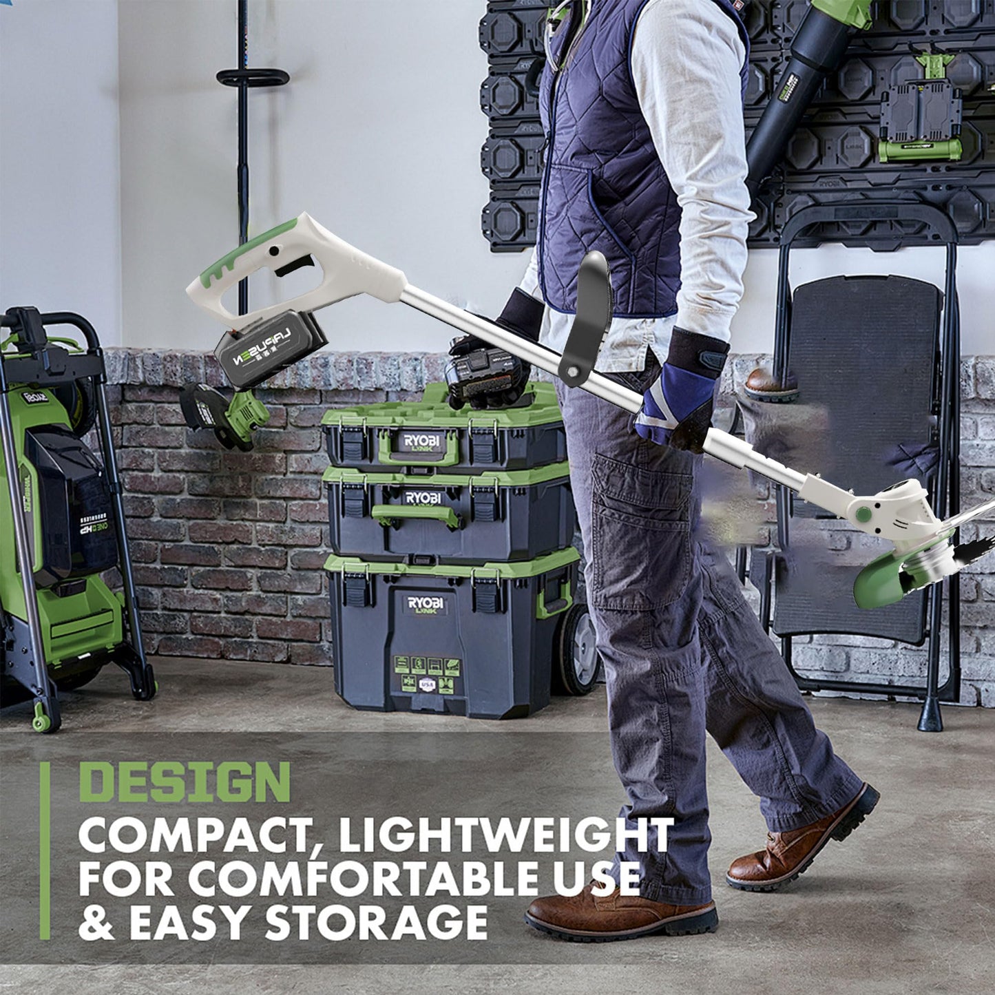 - Metal Blade Cordless Strimmer | 21v Grass Trimmer | 16 Blades 15cm Cutting Diameter -