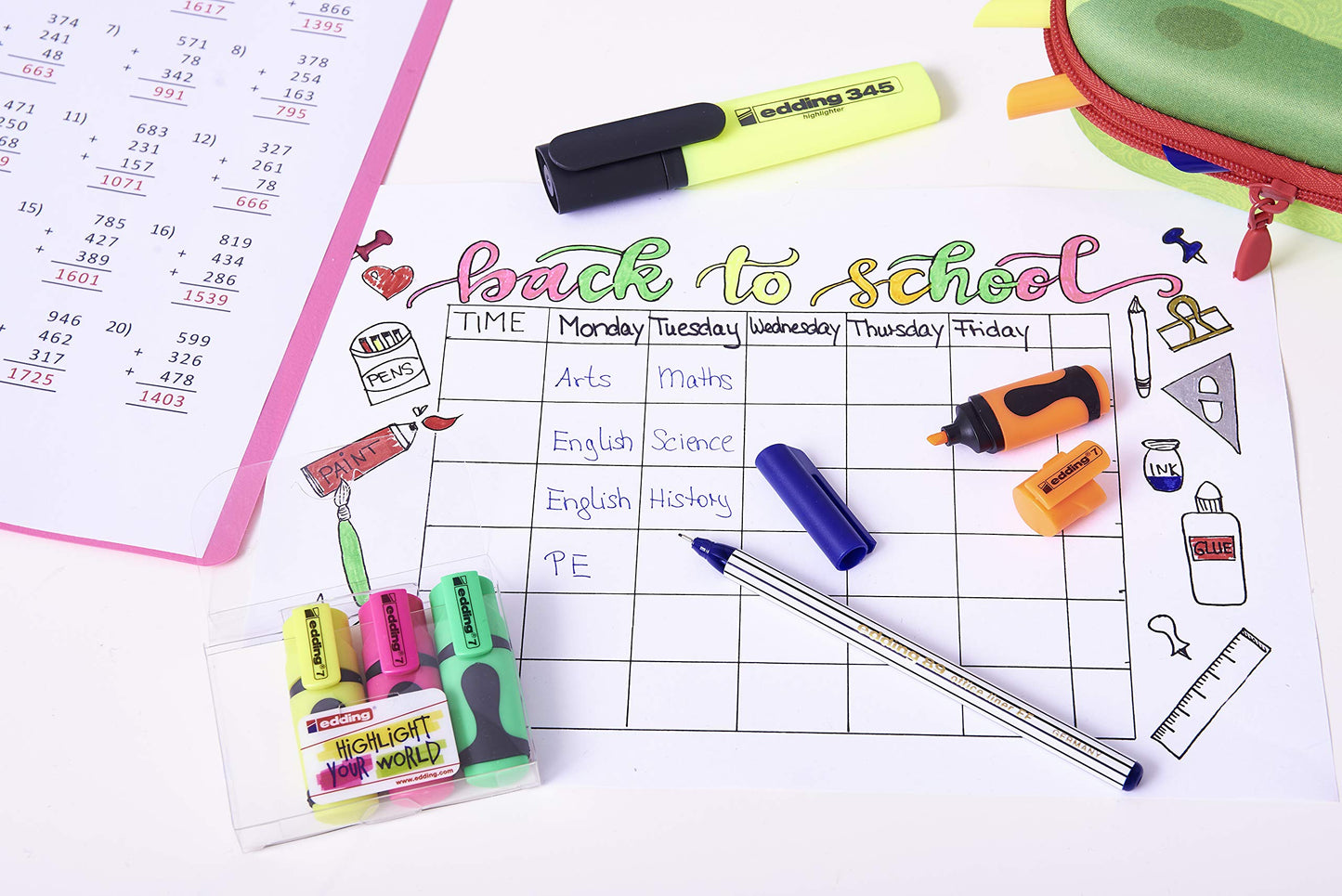 - Edding 7 mini highlighter | neon colours | 5 highlighter pens -