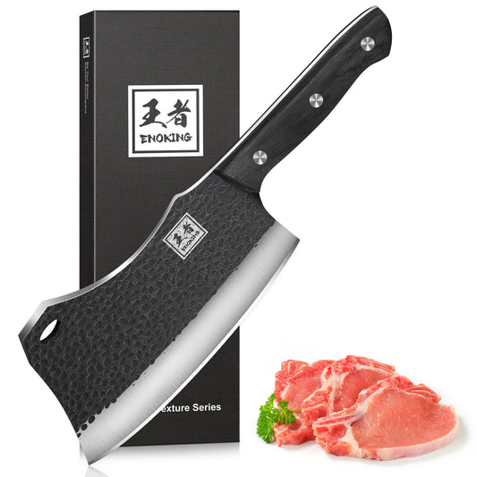 - ENOKING Professional Chef Knife | 7 Inches Hand Forged Kitchen Knife | High Carbon Stainless Steel Bone Chopping Knife -