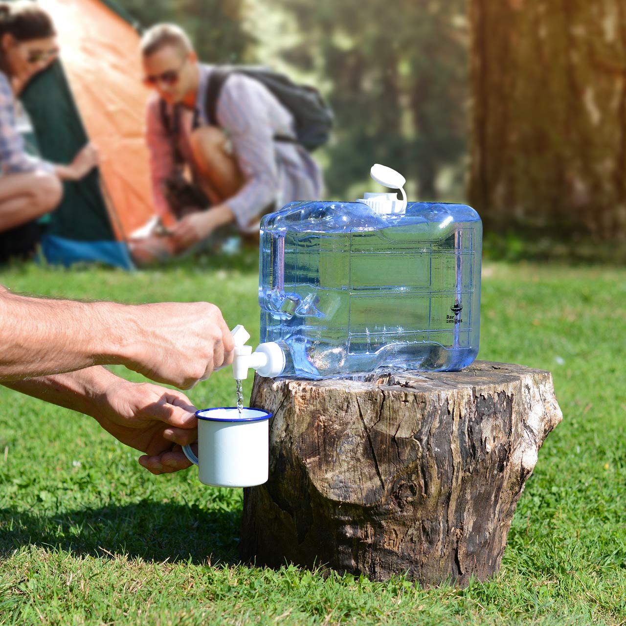 5.5 L Water Container Tap Desktop Dispenser - by Bar Amigos Plastic PETG Fridge Beverage Tank Liquid Drink Refillable Shelf Tap Great for Office Camping Juice Drinks Cocktail Holds 5.5 litres