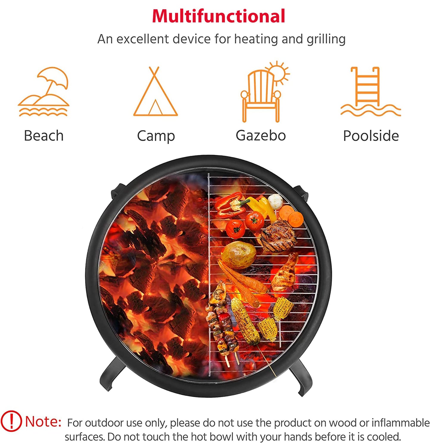 - HH Home Hut Fire Pit | Folding Portable Heater For Outdoors | Ideal For Garden BBQ -