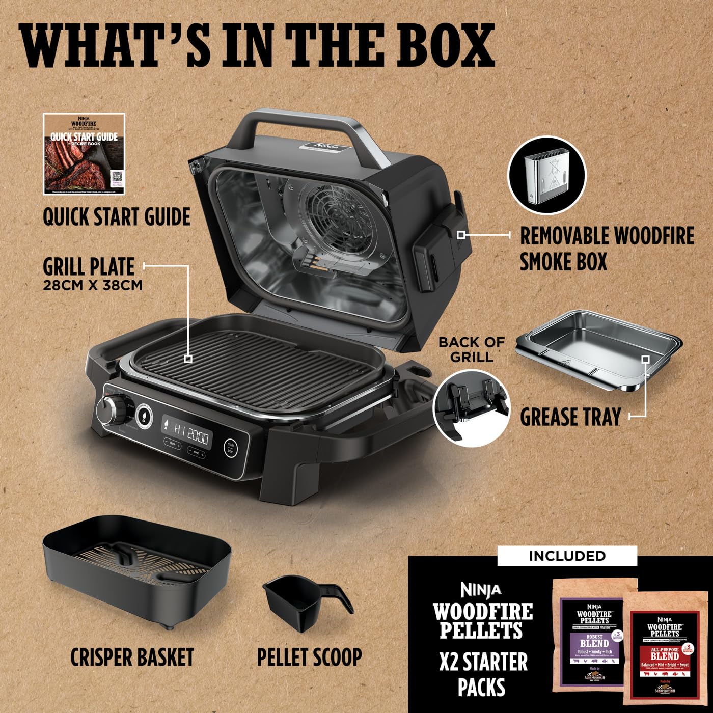 - Ninja Woodfire Electric BBQ Grill & Smoker | 7-in-1 Outdoor Grill & Air Fryer -