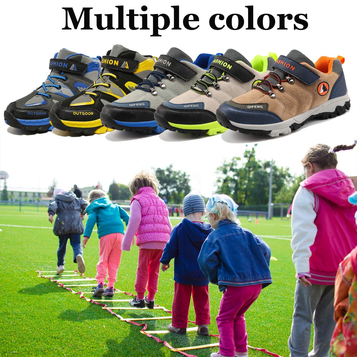 - Unitysow Boys Trekking & Hiking Footwear - Kids Walking Boots - Waterproof Trainers - Yellow,6.5 UK -