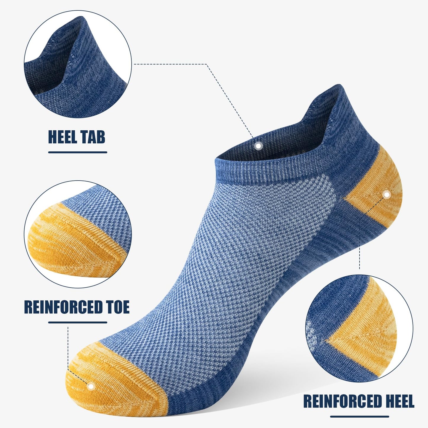 - Niofind Mens Trainer Socks | 8 Pairs | Low Cut Ankle Socks -