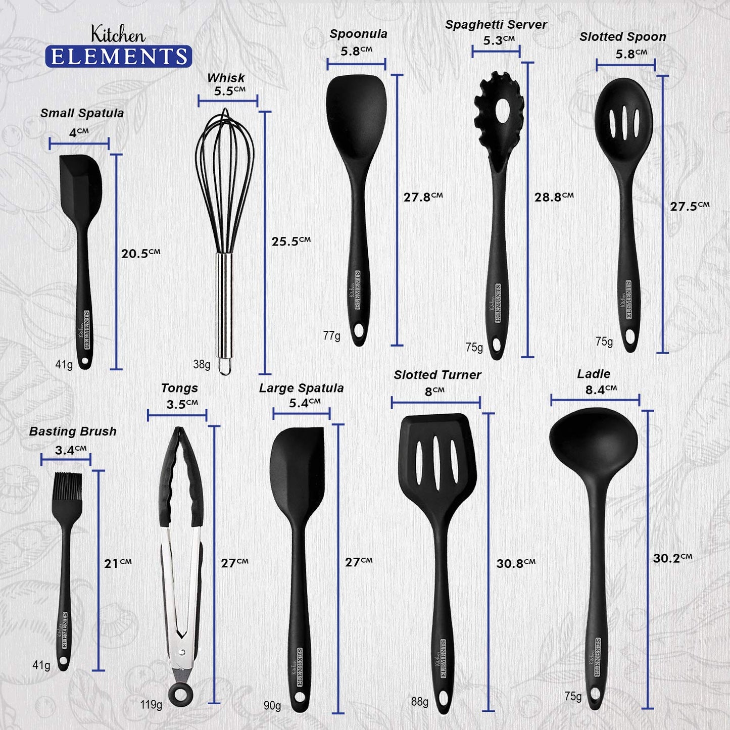 - Silicone Kitchen Utensils Set for Cooking & Baking | 10 Pieces| Free Set of Silicone Stretch Lids -