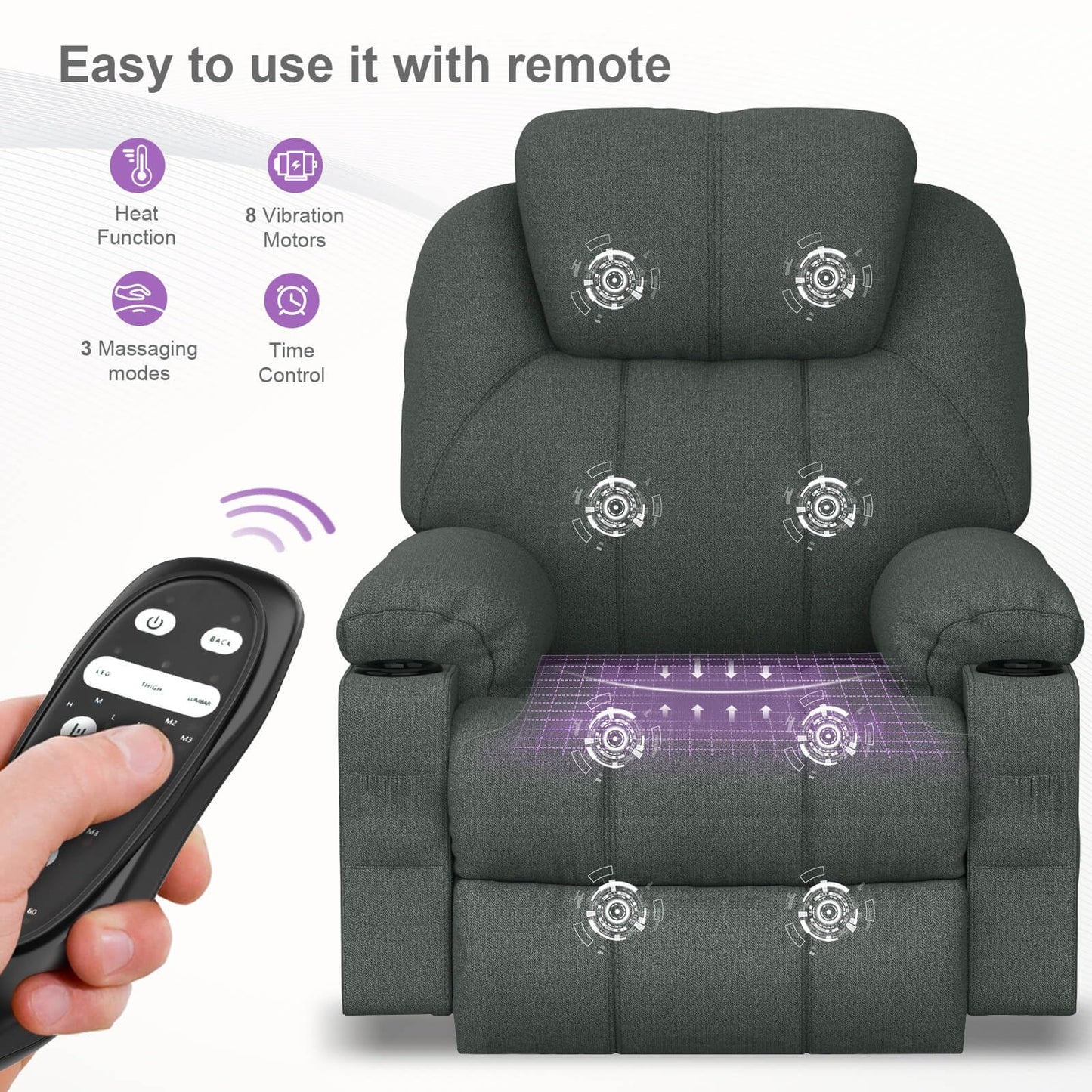 - YONISEE Lift chairs recliners for elderly,Recliner Chair with Massage and Heat, Extended Footrest, Heavy Duty Motor Large Recliners for Living Room USB Port, Cup holders, 2 Side Pockets