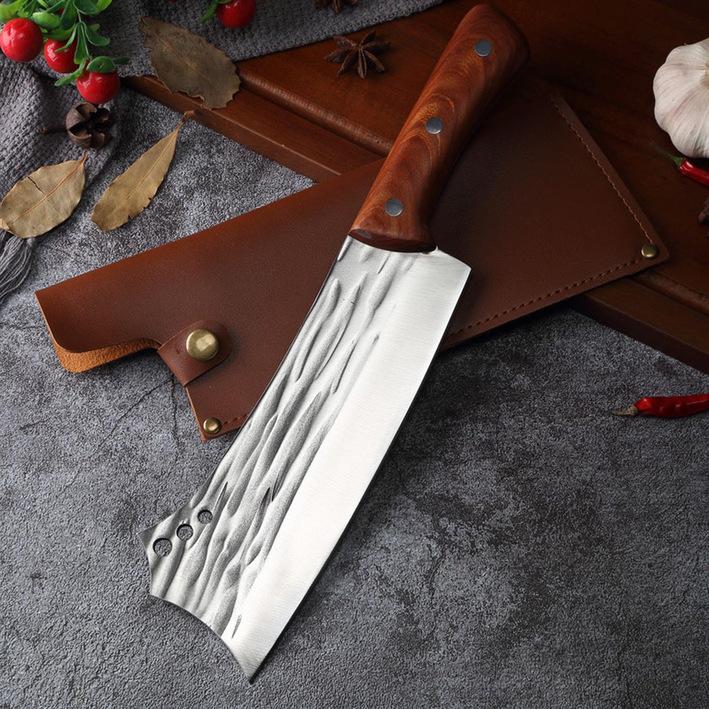 - Fubinaty Kitchen Knife | 8 Inch Handmade Forged Full Tang Chopping Knife -